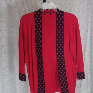 Designer Originals True Red & Black Open Front Knit Sweater
